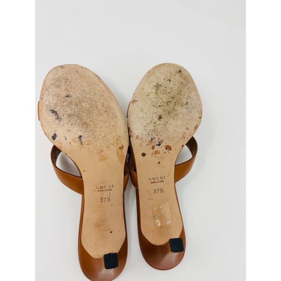 GUCCI Brown Studded Strappy Sandal Kitten Heel 7.5/37.5 - Picture 6 of 8